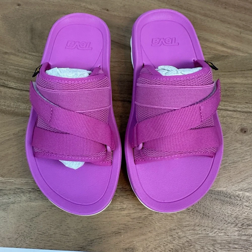 New NIB Big Kids Teva Hurricane Verge‎ Purple Outdoor Slides Sandals Size 1 Y